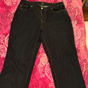 kate spade Dark Wash Straight-Leg Jeans with Contrast Gold Stitching